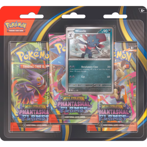Pokémon TCG Mega Evolution Phantasmal Flames 3-Pack Blister (Weavile)